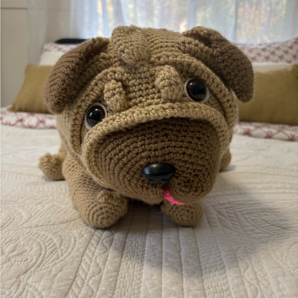 Handmade Brown Crochet Pug plush